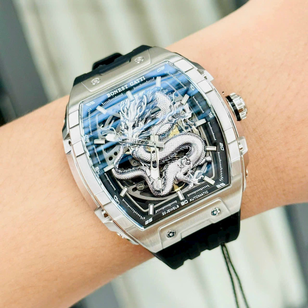 Đồng Hồ Nam Automatic Bonest Gatti BG5606 DRAGON - Dây Silicone, Size 45mm