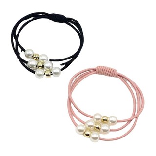 Dây Thun Cột Tóc 3 Dây Hạt Trân Châu Trắng