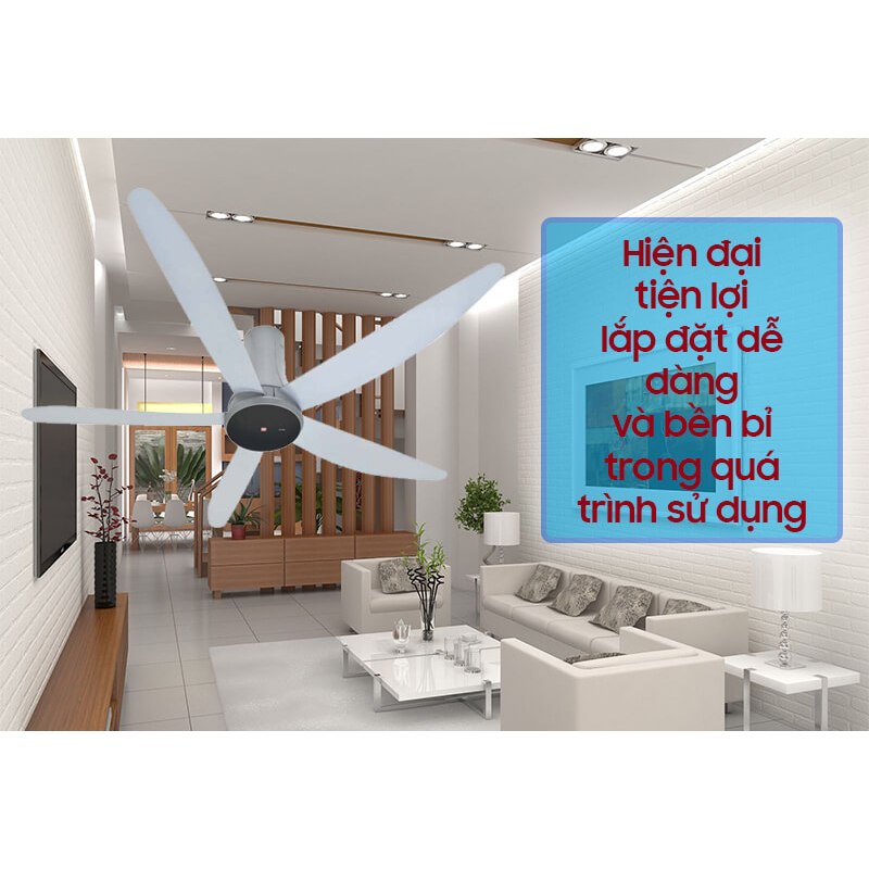 Quạt trần KDK T60DW 5 cánh hiện đại, điều khiển từ xa, điều hòa không khí, chức năng gió tự nhiên