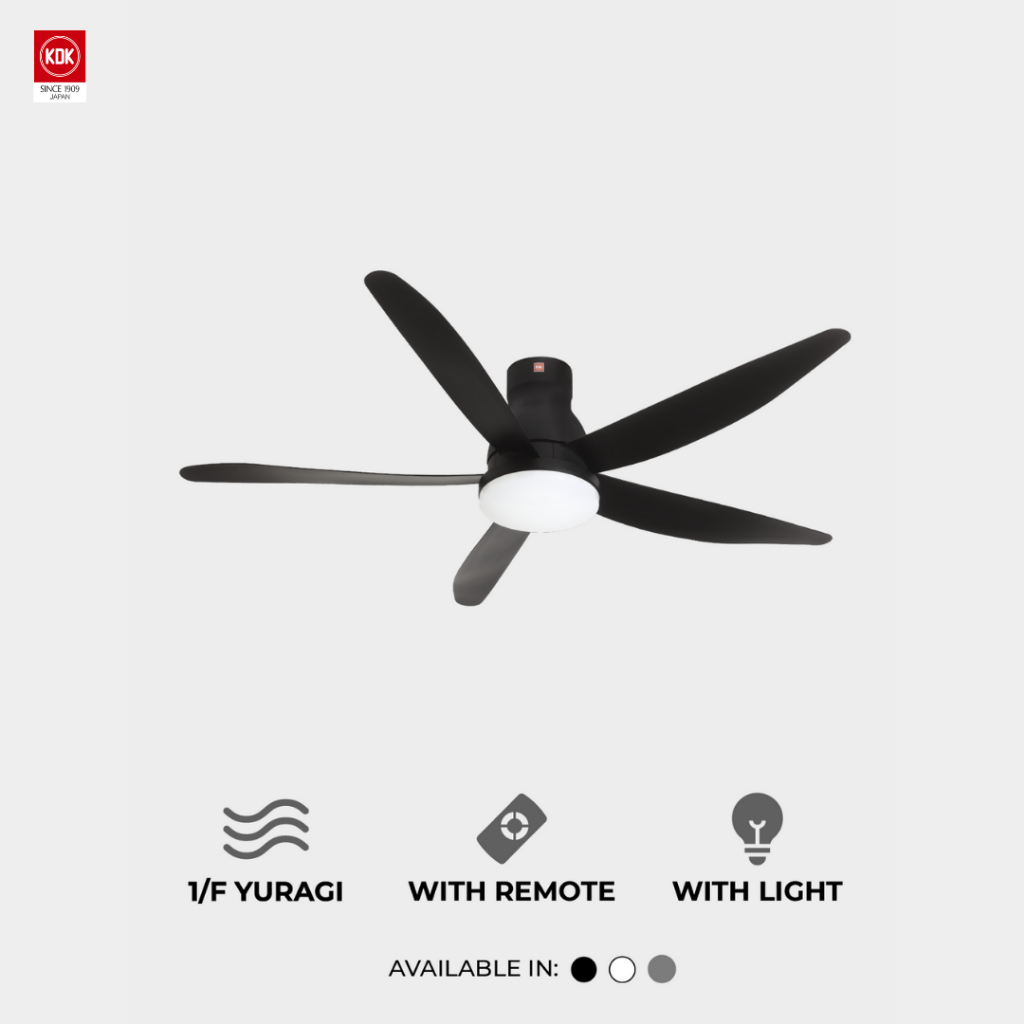 Quạt trần đèn LED KDK U60FW sang trọng động cơ DC tiết kiệm điện, gió tự nhiên 1/f Yugari, 3 cường độ ánh sáng
