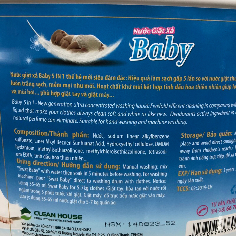 Nước giặt xả SWAT hương Baby 3.8Kg