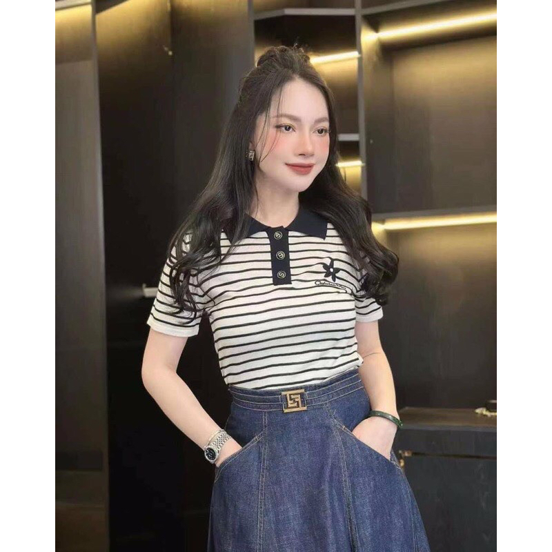 ÁO LEN MONGTOGHI DIO CỔ BẺ THÊU SAO HÀNG QC MS12221