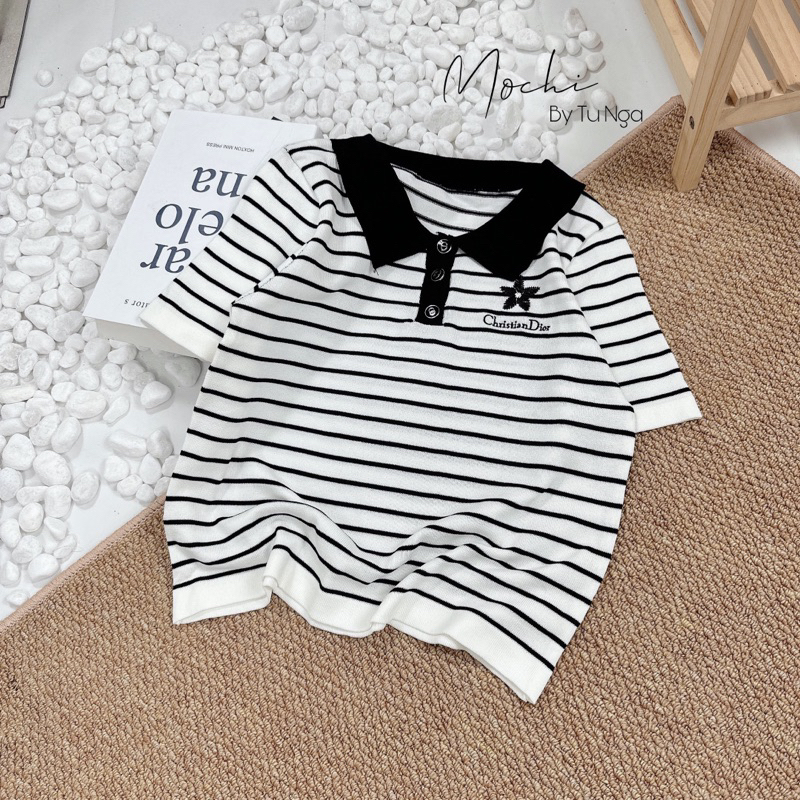 ÁO LEN MONGTOGHI DIO CỔ BẺ THÊU SAO HÀNG QC MS12221