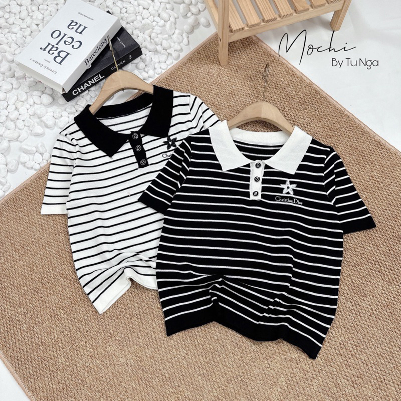 ÁO LEN MONGTOGHI DIO CỔ BẺ THÊU SAO HÀNG QC MS12221