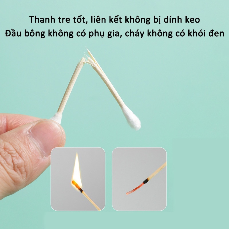 Tăm bông ngoáy tai mềm mại 500 que thân gỗ tre thân thiện với môi trường