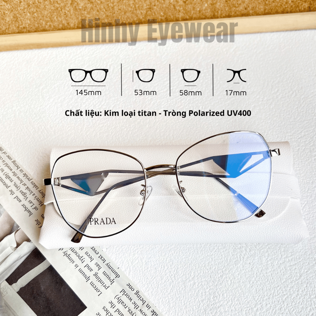 Kính Mát Kim Loại Thời Trang Nữ Prađa Chống Tia UV400 Thời Trang Nam Nữ Cao Cấp Sang Chảnh