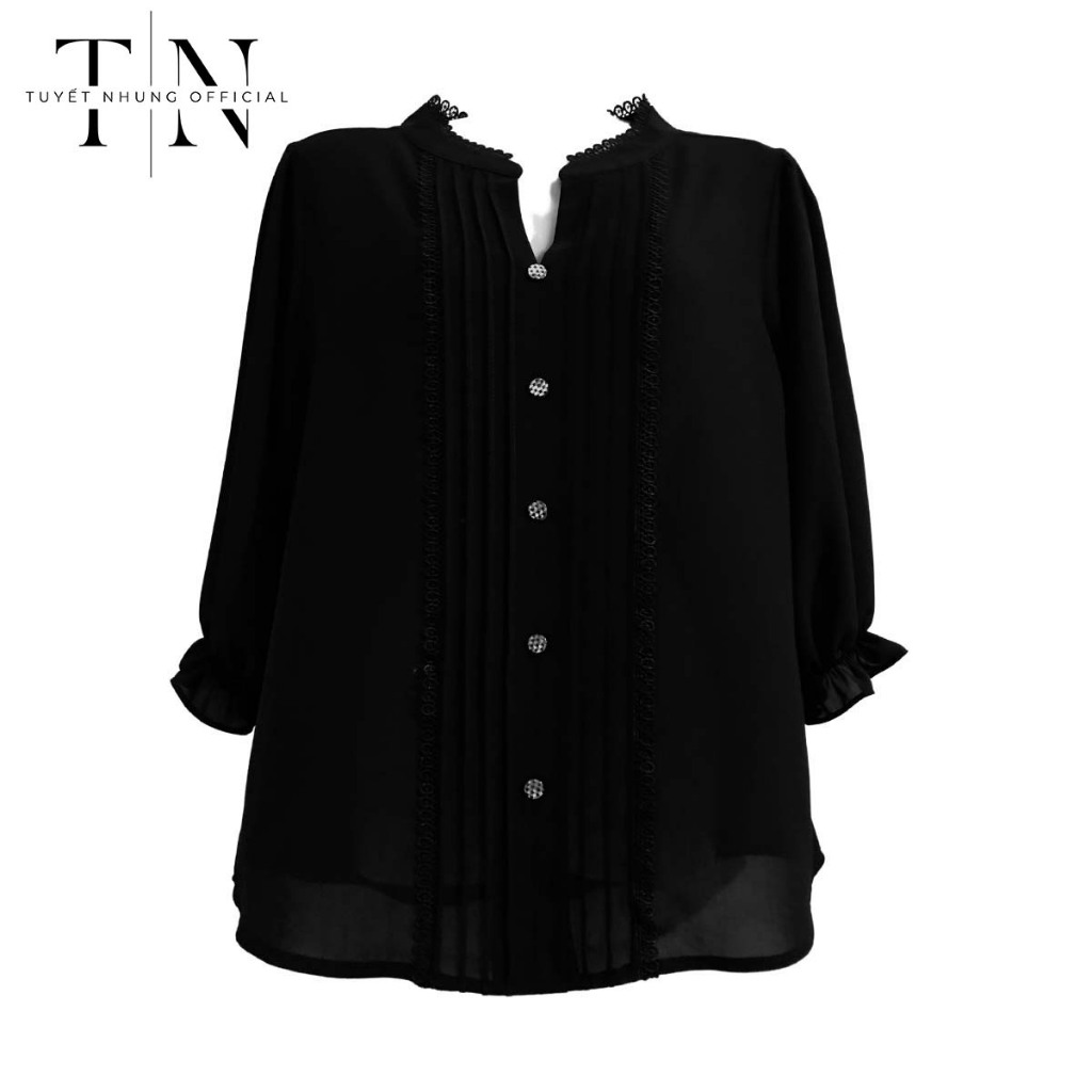 Áo trung niên nữ, áo tặng mẹ, bà, áo sơ mi tay lỡ hiện đại chất voan tằm ý thiết kế mới NY005