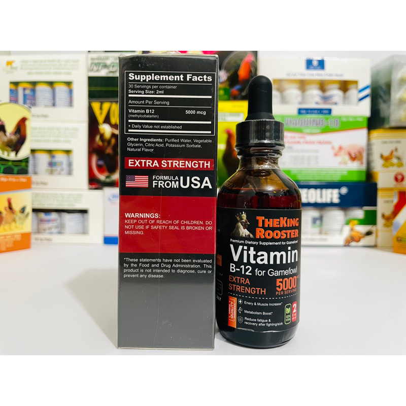 VITAMIN B12 5000 THEKING ROOSTER- CHAI 60ML - NGUYÊN SEAL US