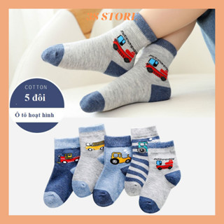  Tất cho bé trai bé gái tất trẻ em 2 tuổi đến 12 tuổi set 5 đôi vớ trẻ em nam nữ hình gấu dâu tây ô tô dễ thương T02 