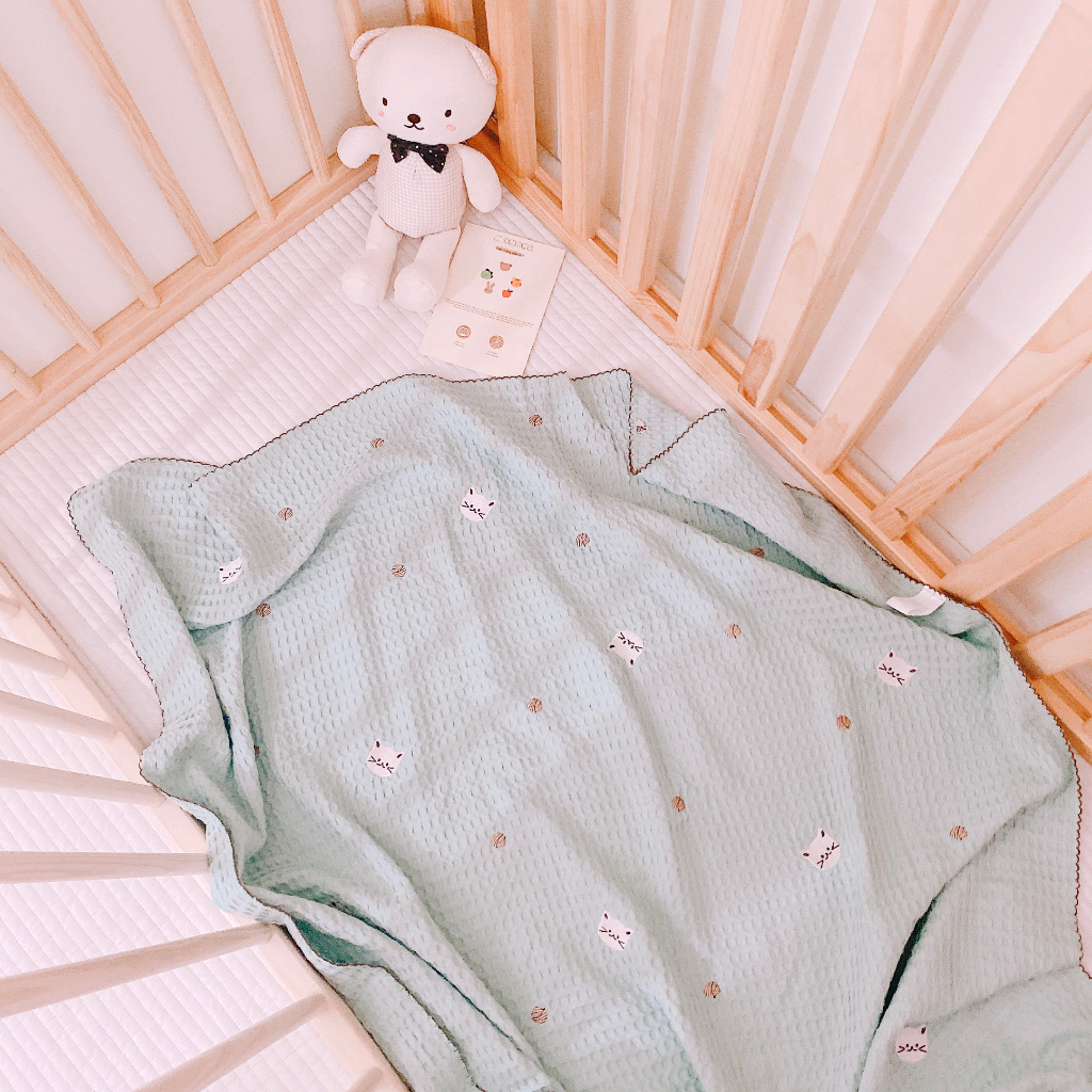 Chăn lưới Hàn Quốc, chăn đắp điều hòa cho bé thoáng khí , họa tiết dễ thương