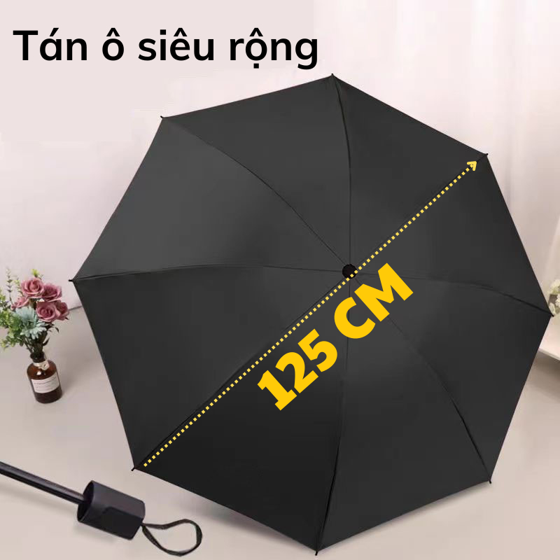 Ô Đi Mưa Siêu Lớn Domino Dù Che Nắng 125cm Vải Chống Thấm Cao Cấp Có Thể Gập Gọn