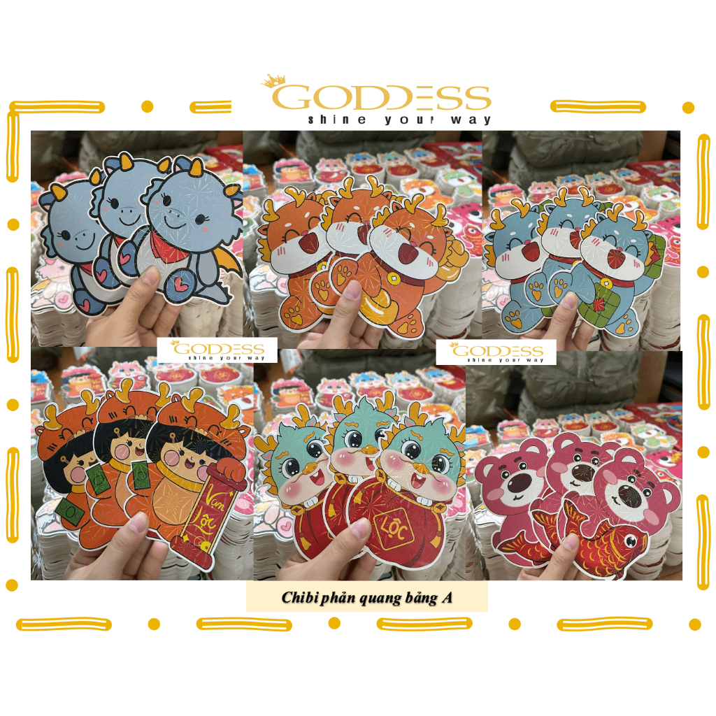 Bao Lì Xì Chibi Chipi - 1 Bao Lì Xì Hoạt Hình Tết GIÁP THÌN 2024 Con Rồng Dễ Thương Phản Quang Lấp Lánh Giá Sỉ