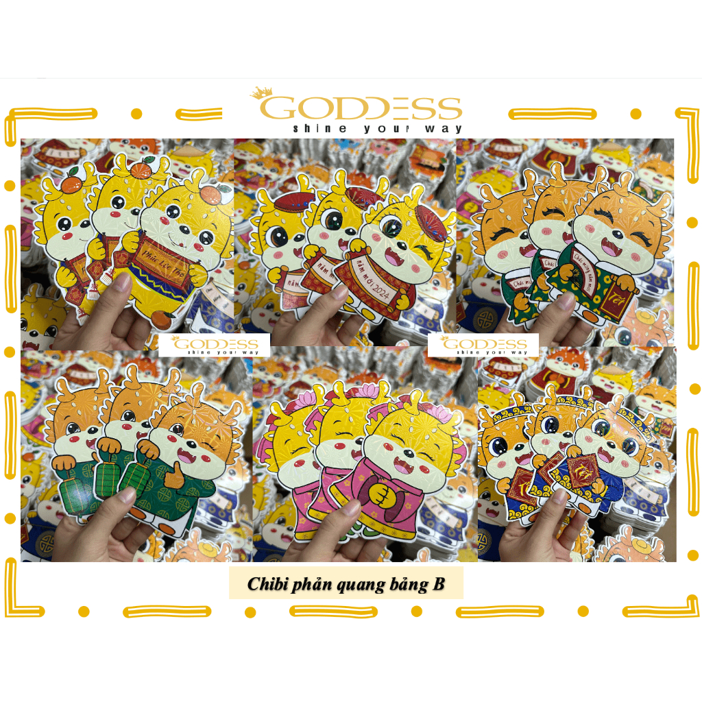 Bao Lì Xì Chibi Chipi - 1 Bao Lì Xì Hoạt Hình Tết GIÁP THÌN 2024 Con Rồng Dễ Thương Phản Quang Lấp Lánh Giá Sỉ