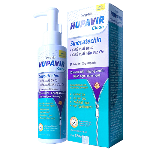 Dung dịch vệ sinh Hupavir Sinecatechin Clean 120ml - Hỗ trợ Sùi mào gà, gai, herpes, HPV rửa hàng ngày cho cả nam và nữ