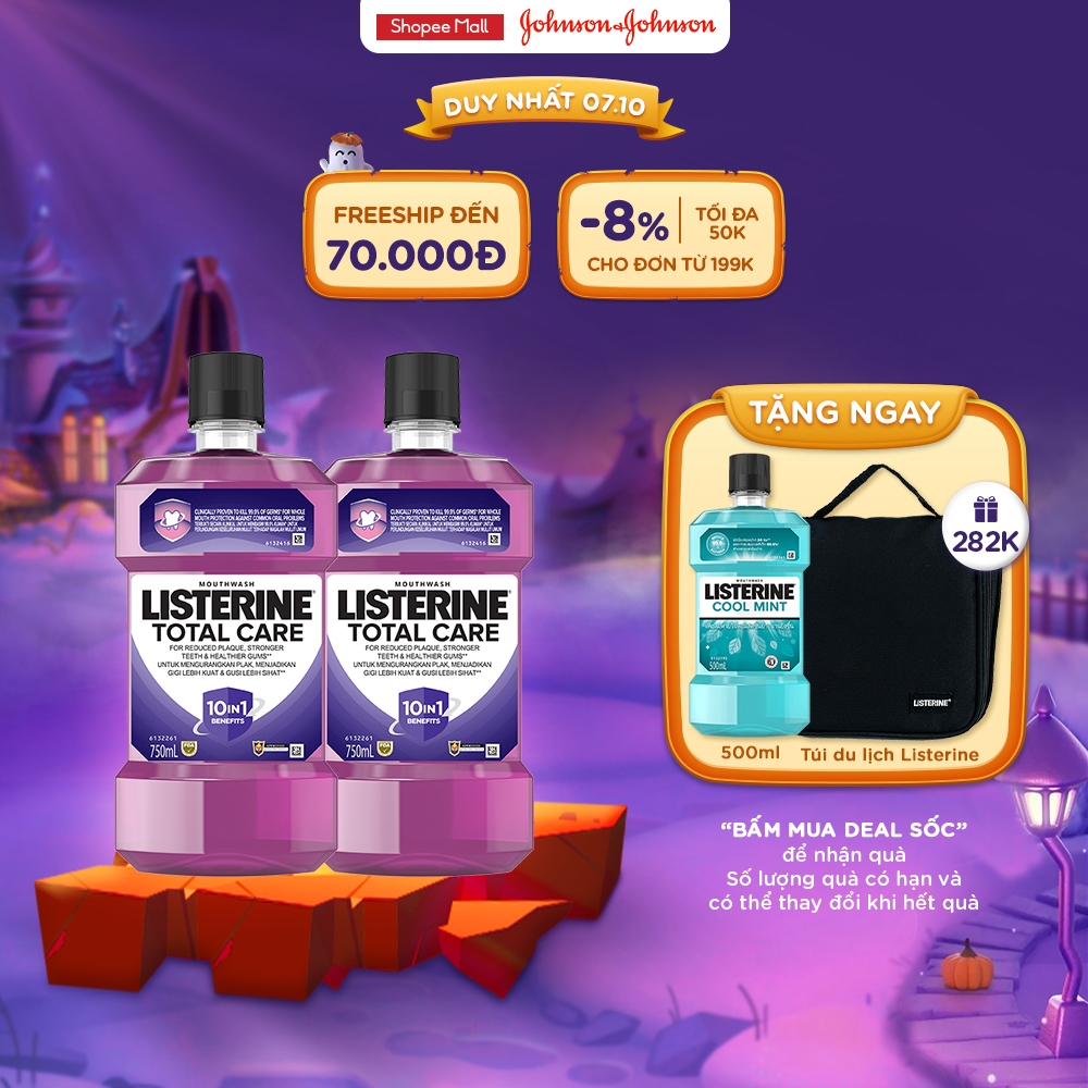 Combo 2 Nước súc miệng chăm sóc toàn diện Listerine Total Care Mouthwash 750ml
