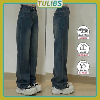 Quần baggy nữ jean ống rộng suông hàn quốc phong cách năng động nữ tính - Tulibs