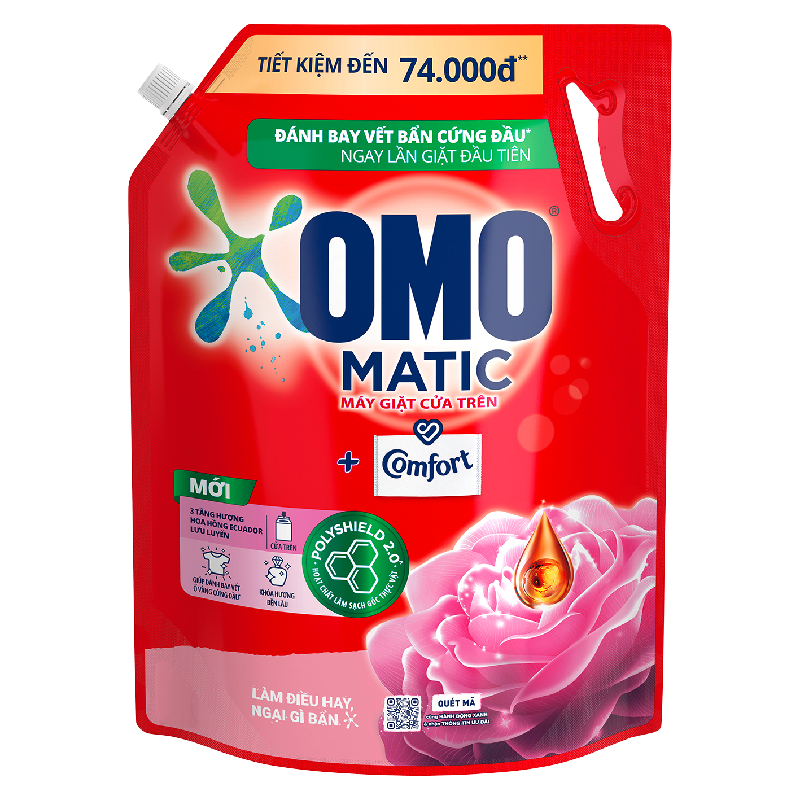 Combo 2 Túi Nước giặt OMO Matic Cửa trên 3,6kg/3,9Kg/túi