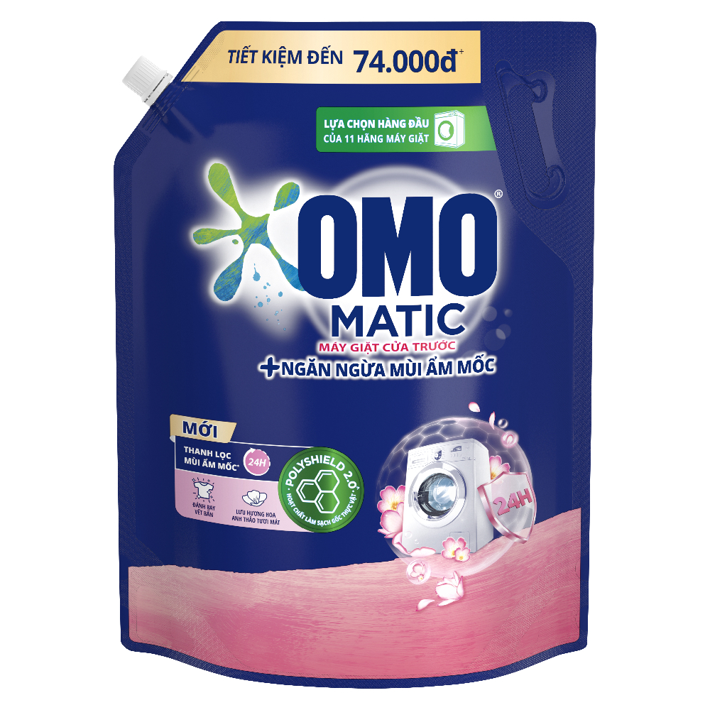 Combo 2 Túi Nước giặt OMO Matic Cửa trước 3,6kg/túi