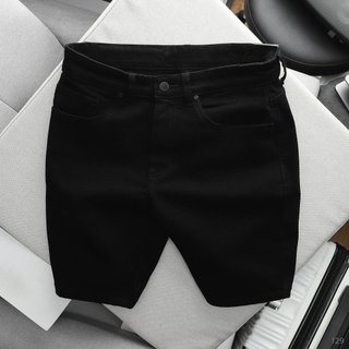 Quần short lửng nam, chất jean (bò) denim, màu đen co dãn, màu trắng không dãn, cúc đồng khóa đồng
