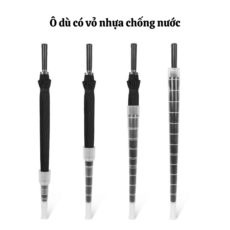 Ô Dù HUTO Dù Che Mưa Đi Nắng 16 Nan Thép Chắc Chắn Cán Dài Tay Cầm Bằng Da