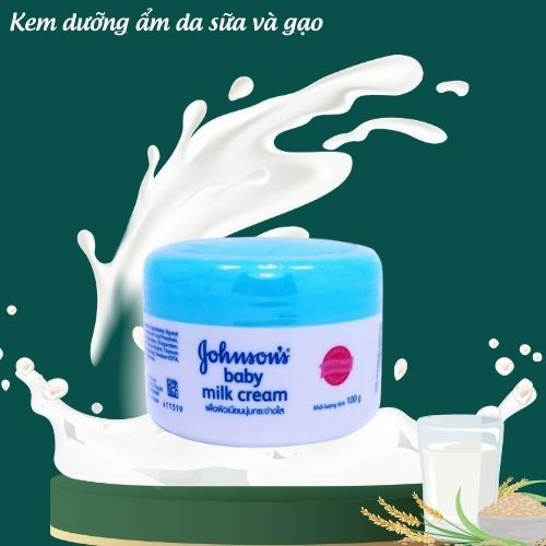 Kem dưỡng da Johnson's Baby Milk+Rice Cream nắp xanh và nắp hồng 50g