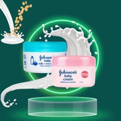 Kem dưỡng da Johnson's Baby Milk+Rice Cream nắp xanh và nắp hồng 50g
