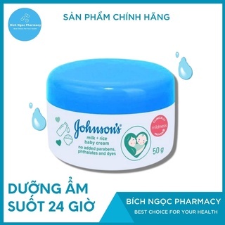 Kem dưỡng da Johnson's Baby Milk+Rice Cream nắp xanh và nắp hồng 50g