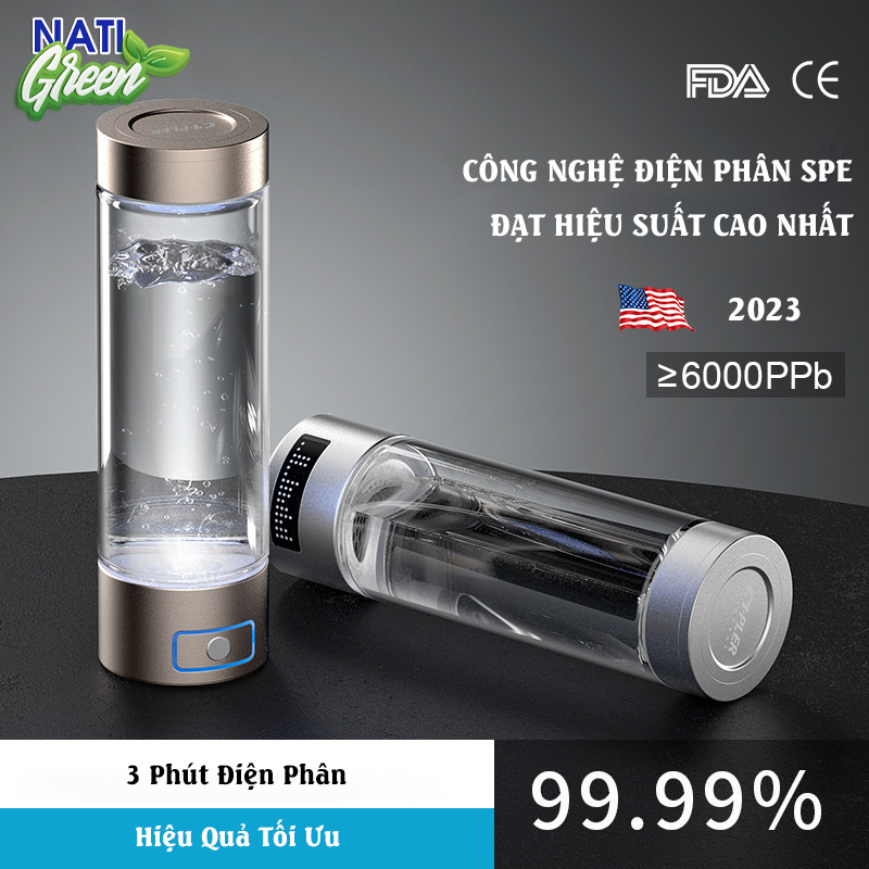 Máy tạo nước và hít khí ion Hydrogen, Bình tạo nước giàu hydrogen cầm tay Công nghệ Mỹ Chính Hãng Na