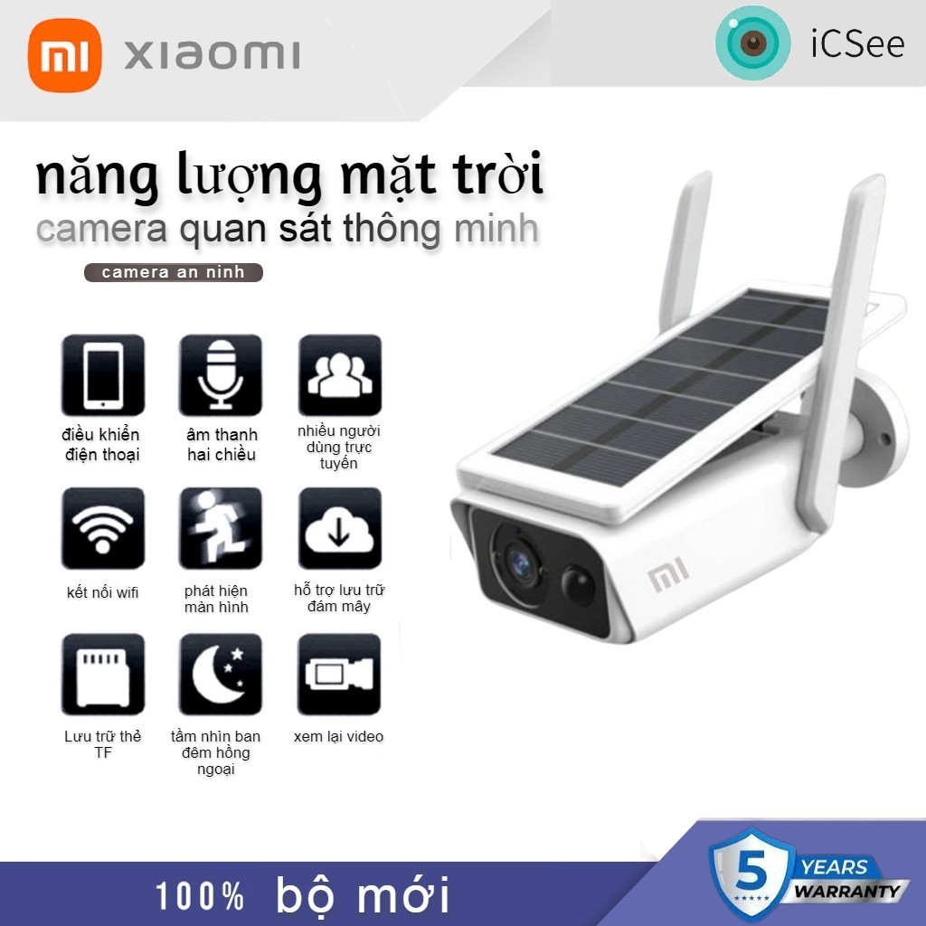 Camera giám sát Xiaomi iC See Năng lượng mặt trời / Pin 3MP 1296p Camera giám sát Wifi không dây chống thời gian