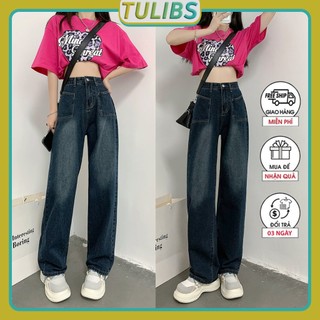 Quần jean nữ ống rộng dáng suông bigsize hàn quốc thời trang trẻ trung năng động - Tulibs