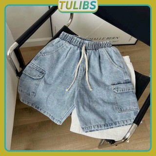 Quần short Nam túi hộp ống rộng jean cao cấp đi chơi mặc nhà, nhiều màu trẻ trung - Tulibs