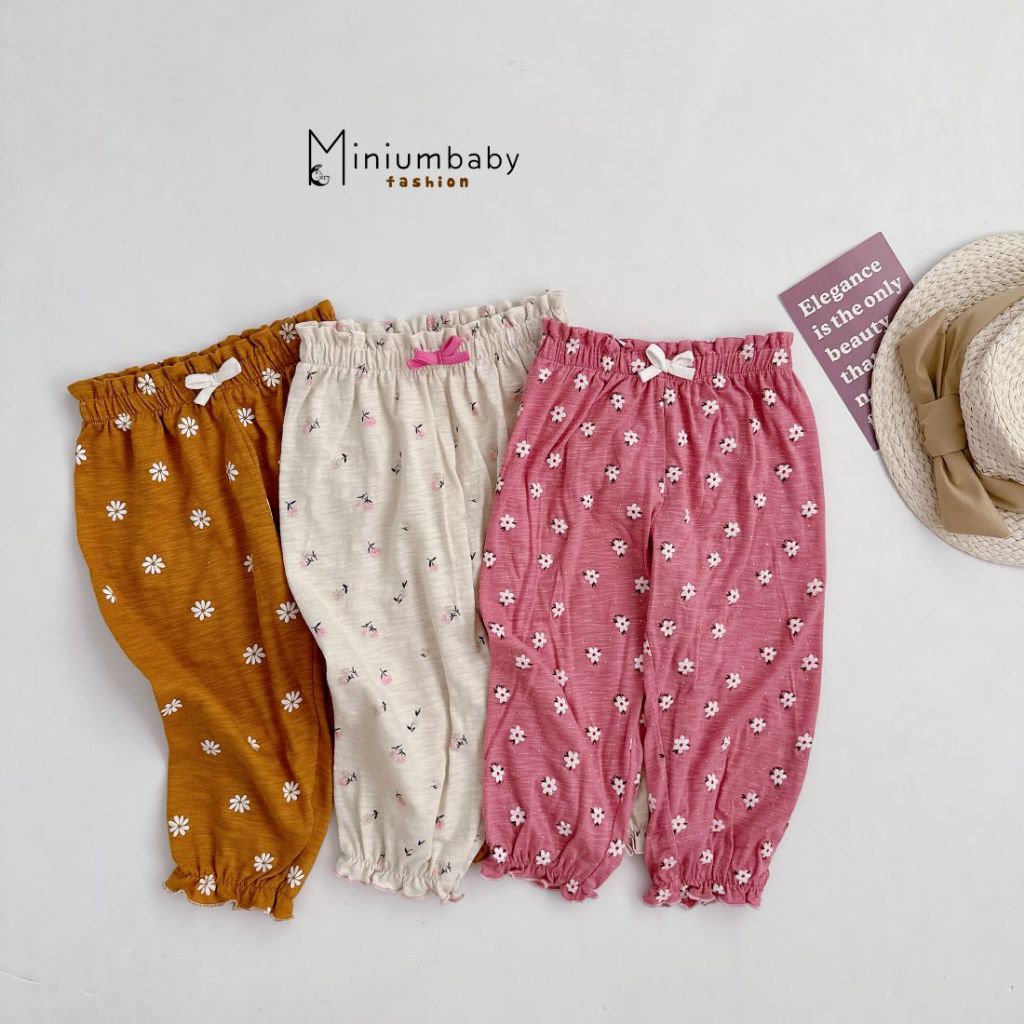 Quần dài thu đông cho bé gái chất liệu cotton mềm mịn, họa tiết đáng yêu điệu đà, Miniumbaby QD1691