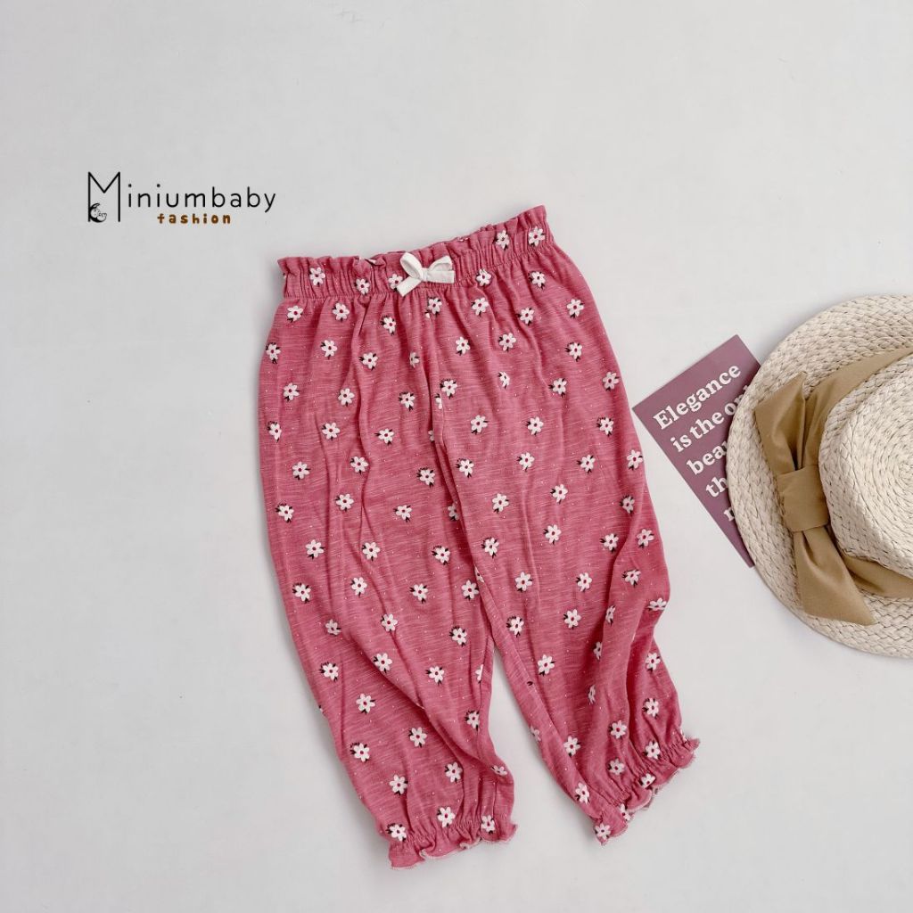 Quần dài thu đông, chất liệu cotton mềm mịn cho bé gái, màu sắc điệu đà, Miniumbabyfashion QD1691