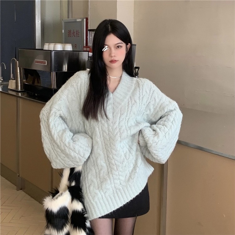 Áo len nữ tông màu basic Hàn Quốc Deliz len vặn thừng dày ấm thời trang Ulzzang mùa đông DELIZ MALL