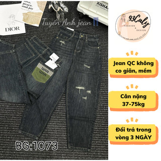 -1073 Quần Jean Bagy Nữ Rách Gối Ống Rộng Túi Thêu Lưng Cao,quần bò nữ cạp cao đẹp bisic hàng QCCC HOT2023
