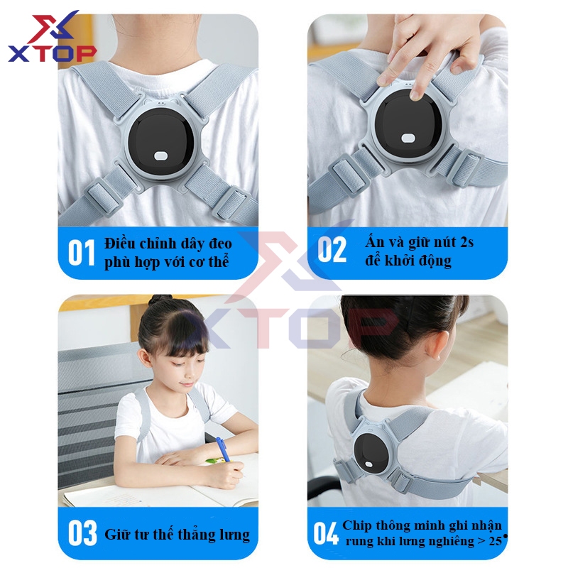 Đai Lưng Chống Gù Rung Cảm Biến Điện Tử Thông Minh Cao Cấp XTOP V008