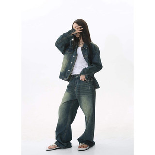 Quần Jeans Nam Nữ Ống Siêu Rộng, Thời Trang Unisex Mau Xanh Wash