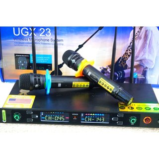 Micro Không Dây SHUR UGX 23 Tự Ngắt,Dò Sóng Chỉnh Tần Số Hiện Đại. Dòng Karaoke Cao Cấp Quán Hát.