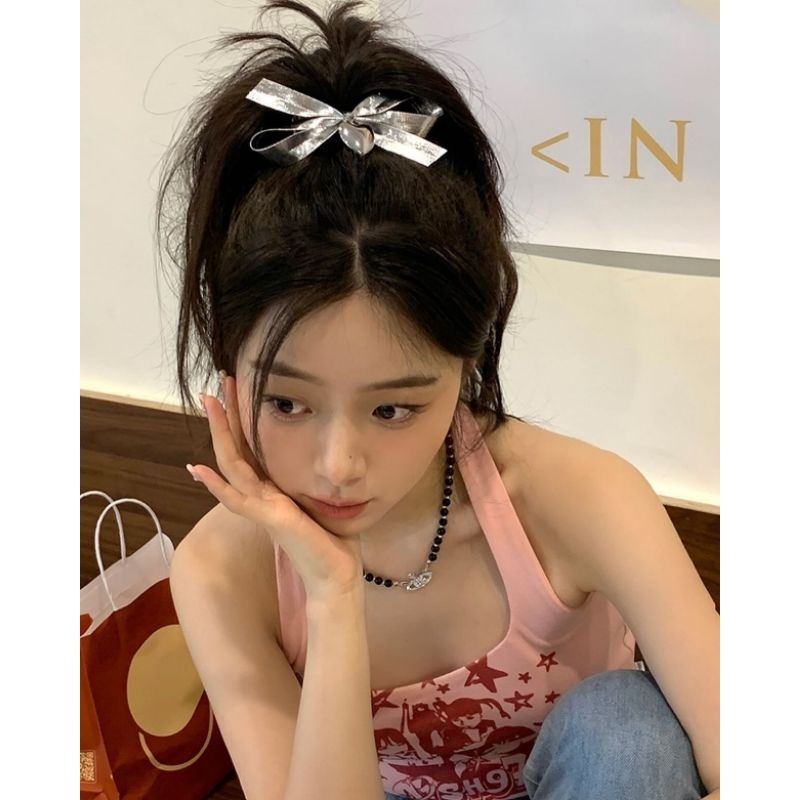 Kẹp Xước Tóc Nơ Bạc Trái Tim - KEP1623 - BCorner