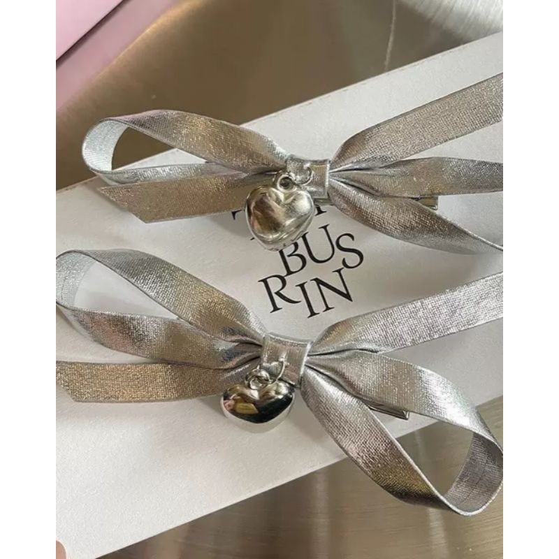 Kẹp Xước Tóc Nơ Bạc Trái Tim - KEP1623 - BCorner