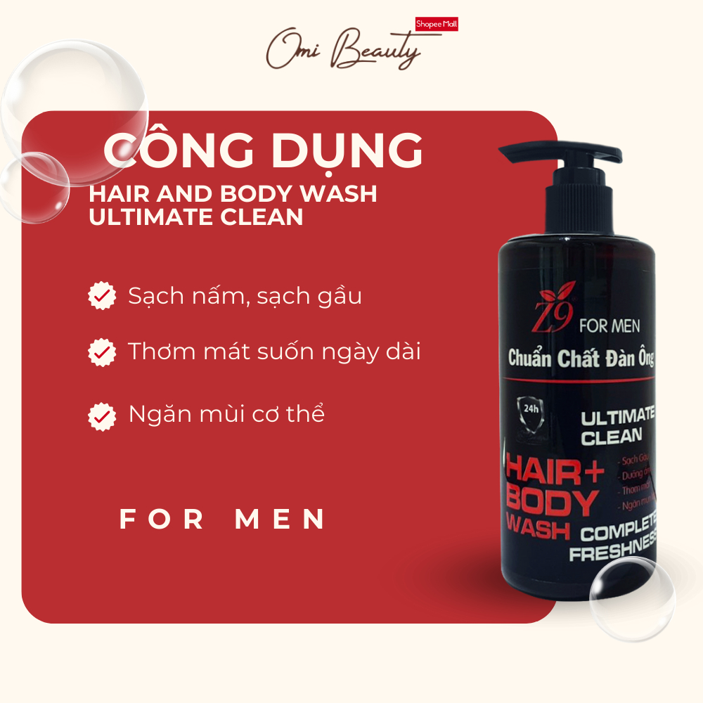 [CÓ QUÀ TẶNG] Sữa Tắm Gội Z9 FORMEN Dành Cho Nam Hương Nước Hoa ( 300ml) Z71Z70K