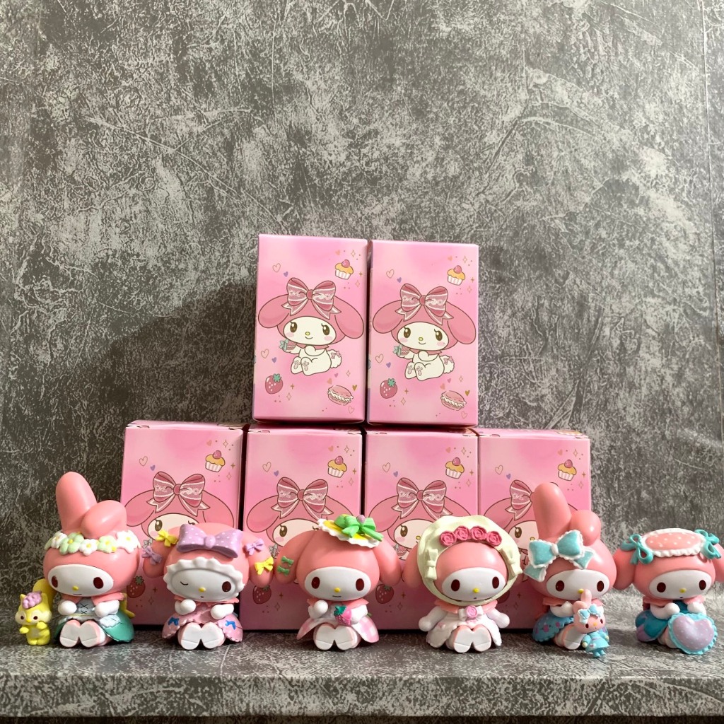Bộ 6 Búp Bê Nhân Vật Hoạt Hình Sanrio My Melody Mặc Đầm Lolita - Dễ Thương Trang Trí Tinh Tế Cho Xe Hơi Gia Đình