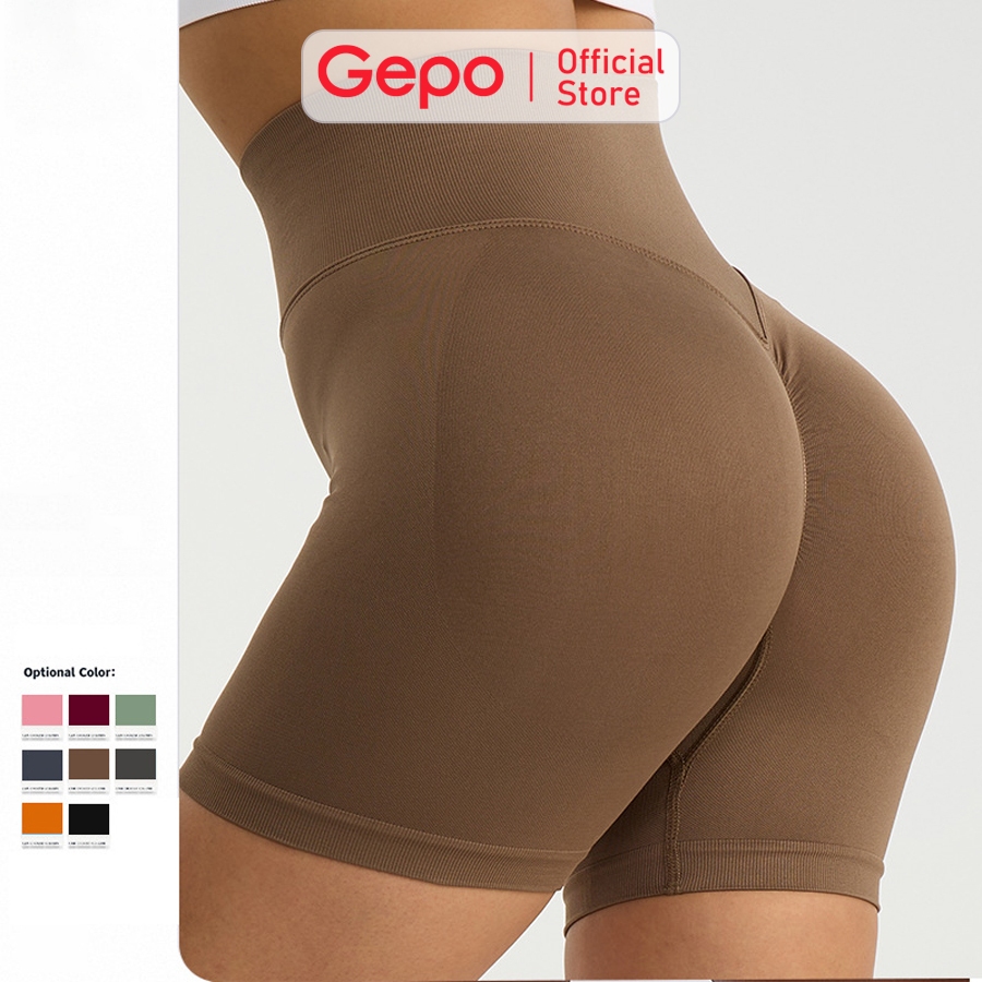 Quần short đùi nữ tập gym yoga zumba chất liệu dệt kim cạp cao nâng mông tôn dáng GEPO GP111