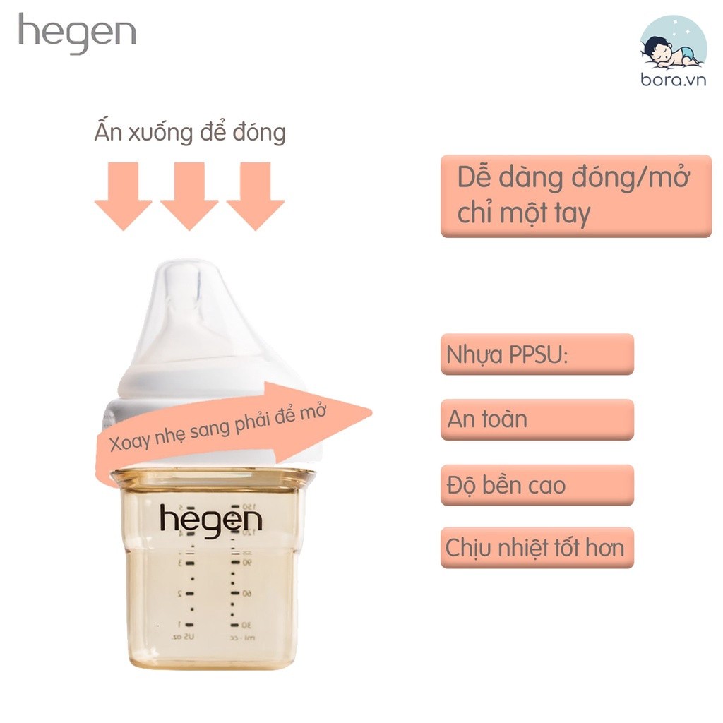 Bình Sữa Hegen Nhựa PPSU Cao Cấp Bình 150ml 240ml Fullbox An Toàn Cho Bé - Minsoport