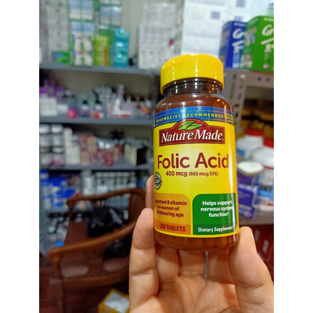 Viên uống bổ sung Folic Acid 400mcg Nature Made 250 viên USA, mẫu mới