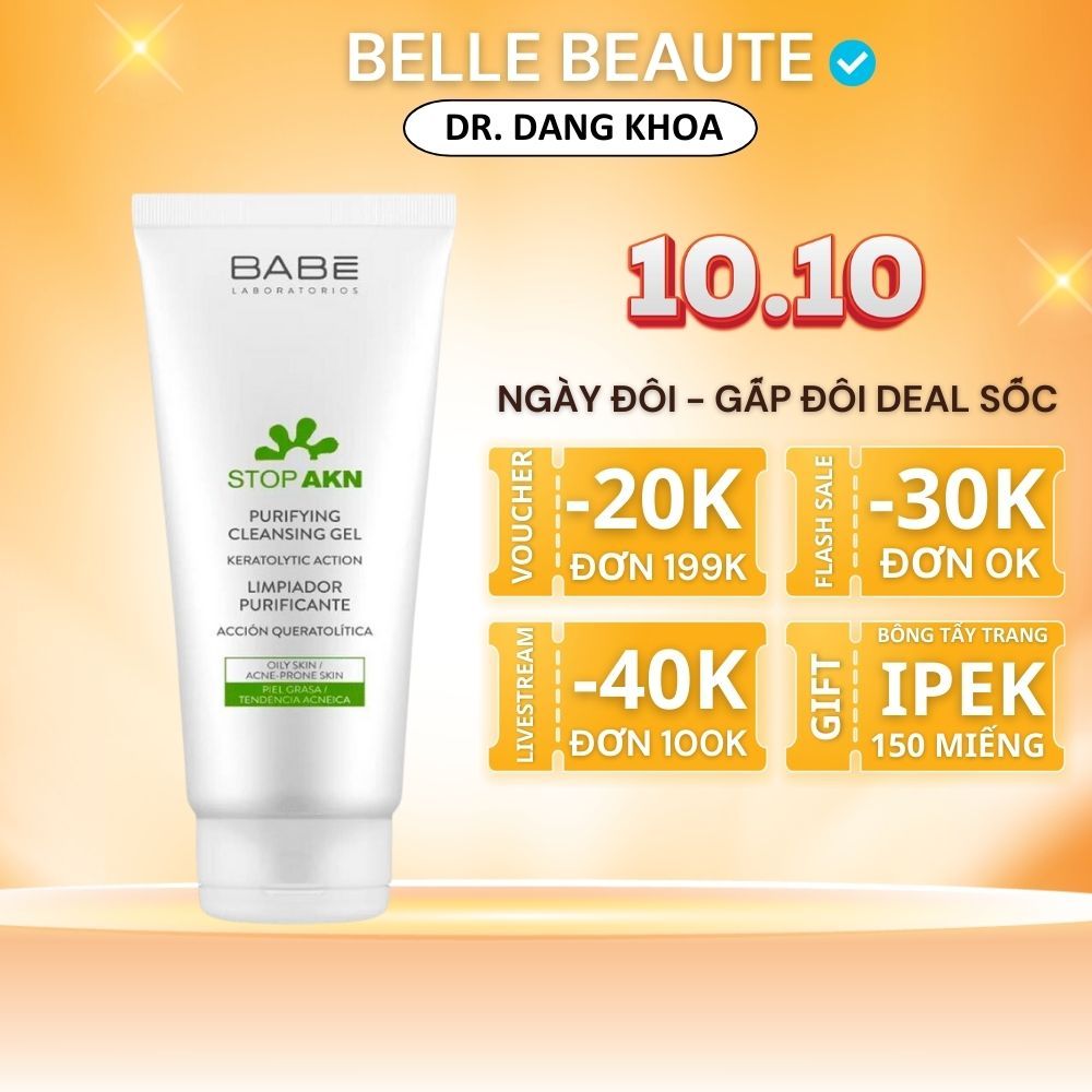 Sữa Rửa Mặt BABE - BABÉ Stop Akn Purifying Cleansing Gel Cho Da Dầu Mụn 200ml