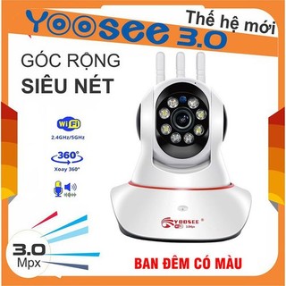 Camera Wifi Yoosee Fullhd 1920 X 1080P 3 Râu 11 Led, Đàm Thoại 2 Chiều Ban Đêm Có Hồng Ngoại Xoay 360 Độ