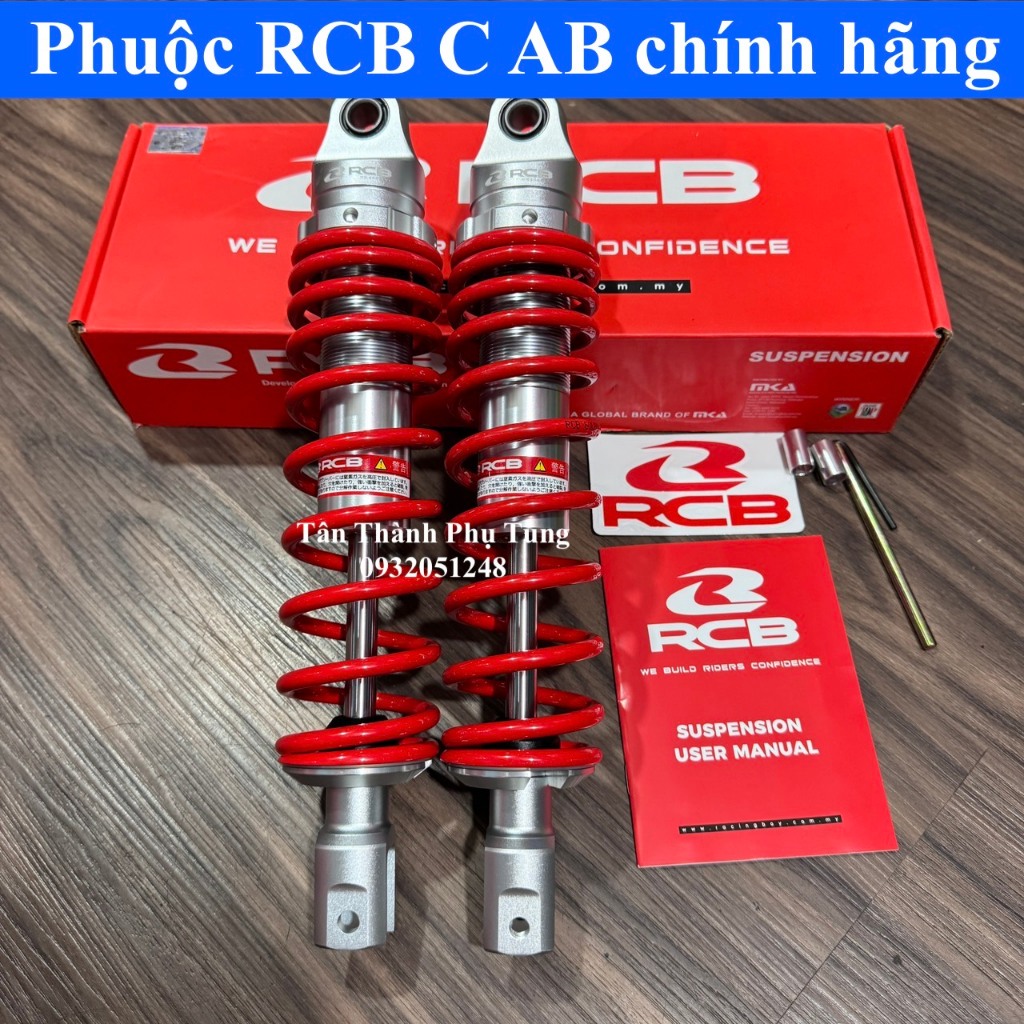 Phuộc RCB C Air Blade AB 110/125/150 chính hãng: Đen ty vàng, đỏ , đen, vàng, BH 1 năm
