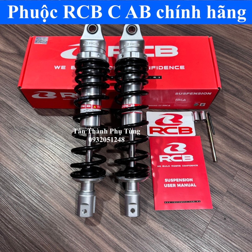 Phuộc RCB C Air Blade AB 110/125/150 chính hãng: Đen ty vàng, đỏ , đen, vàng, BH 1 năm