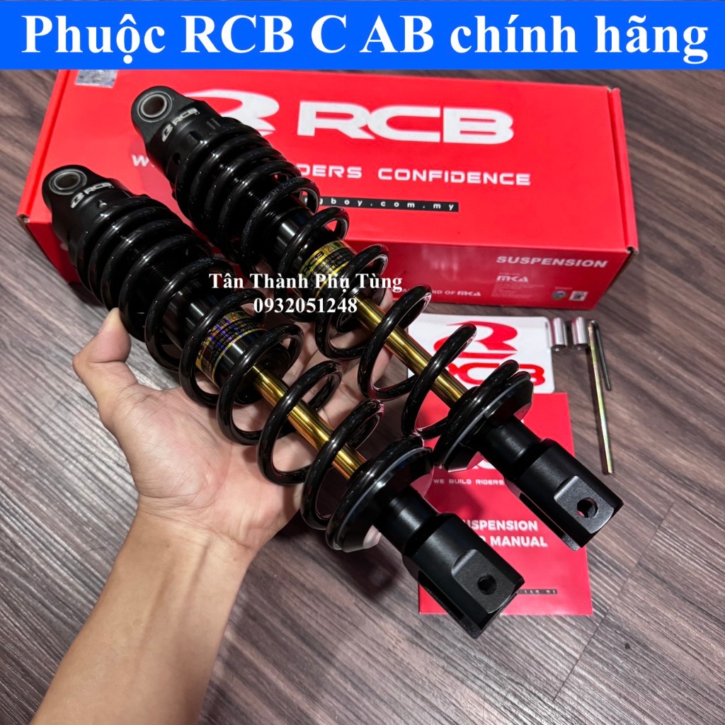 Phuộc RCB C Air Blade AB 110/125/150 chính hãng: Đen ty vàng, đỏ , đen, vàng, BH 1 năm